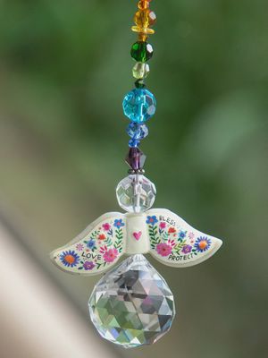 Natural Life Sun Catcher Car Charm - Angel Rainbow