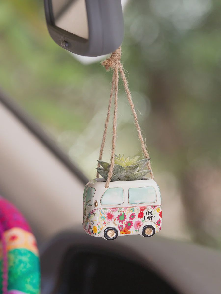 Natural Life Faux Succulent Car Charm - Van