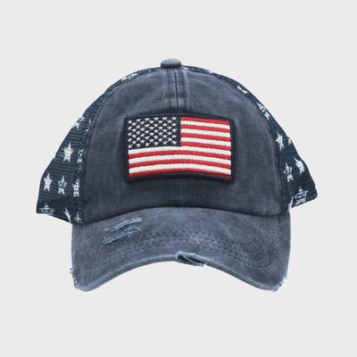 C. C Beanie Distressed American Flag Star