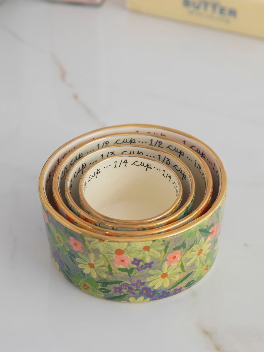 Natural Life Ceramic Nesting Measuring Cups - Multi Floral