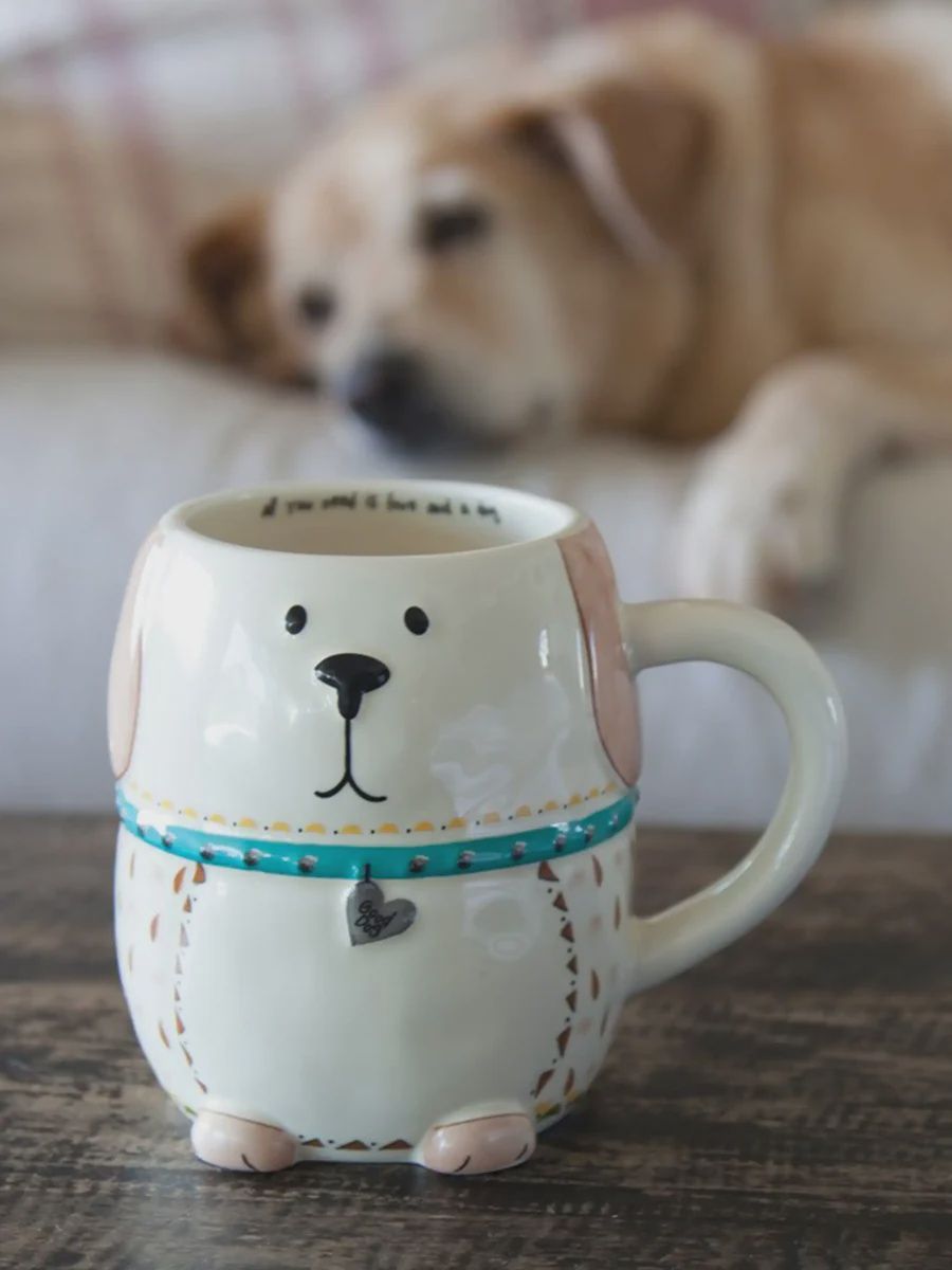 Natural Life Folk Art Coffee Mug - Lucky The Dog