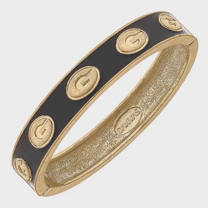 Georgia Bulldogs Enamel Logo Hinge Bangle - Black