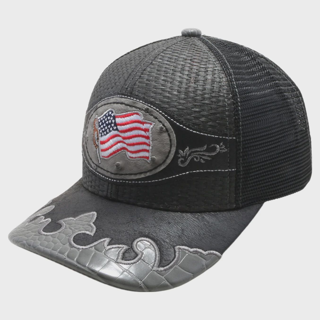 Pitbull Straw Trucker Hat US Flag