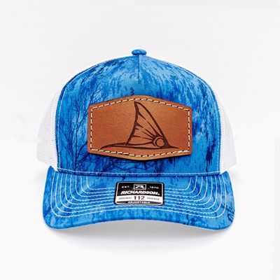 Richardson &quot;Tailing Red&quot; Leather Patch Mesh Trucker Hat