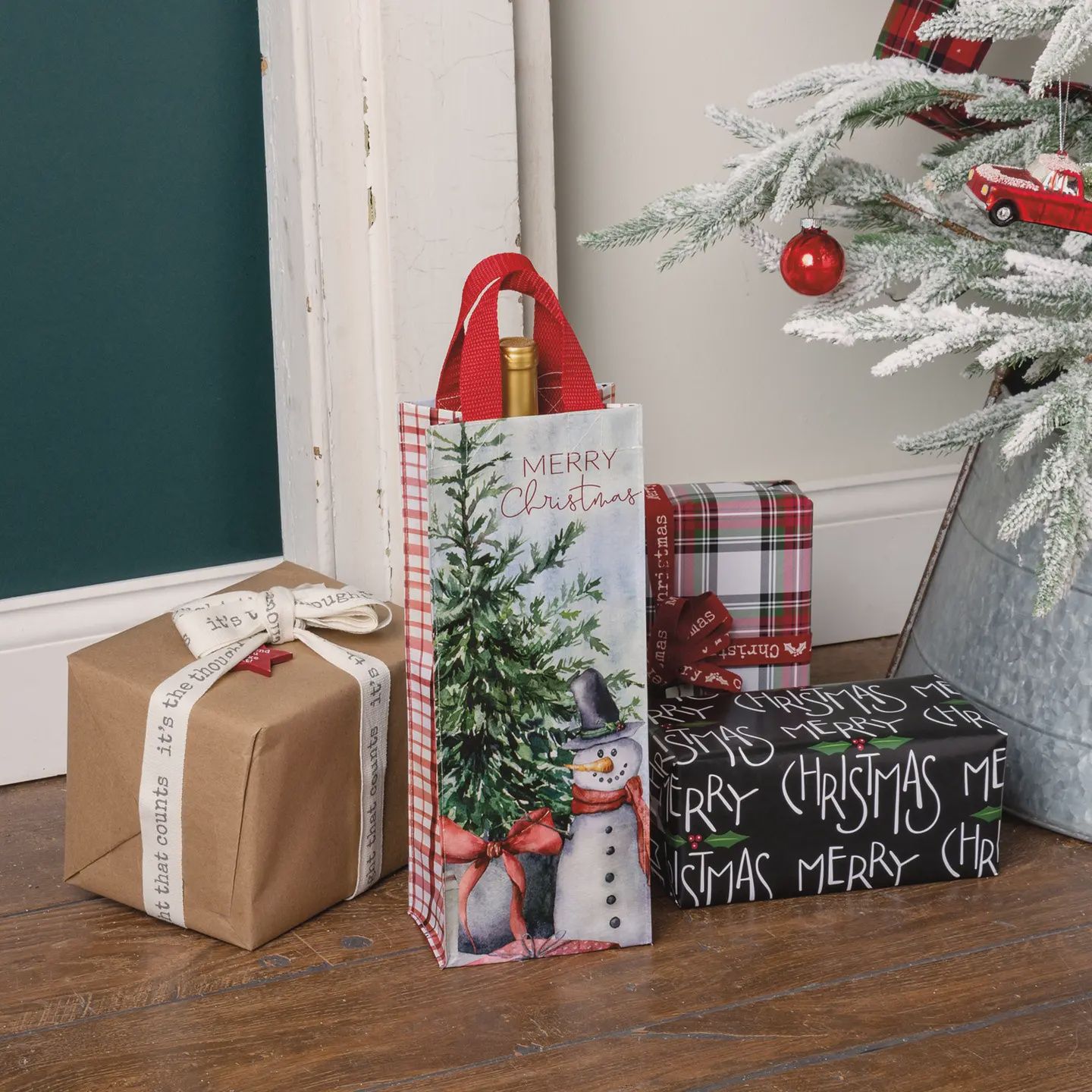 Merry Christmas Wine Tote