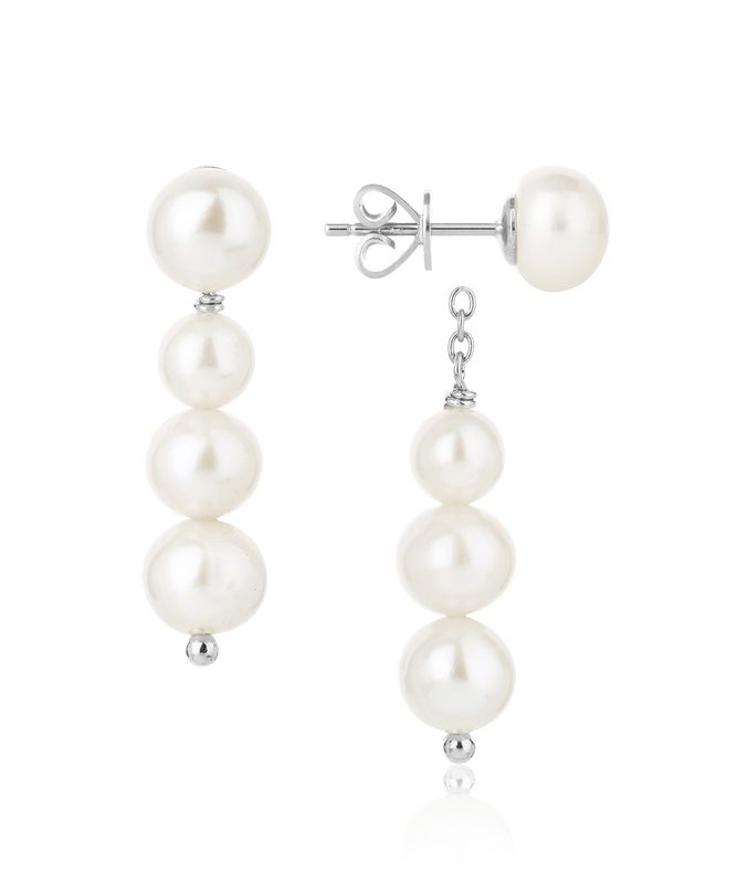 Sterling Silver Coco Abacus Graduated Pearl Drop Earrings