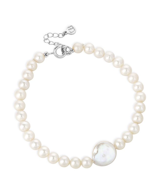 Sterling Silver  Coin Pearl Bracelet