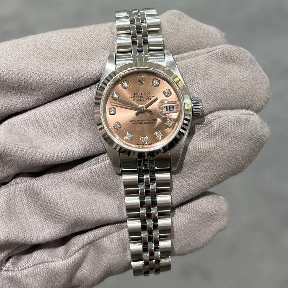 Pre-Owned Rolex Stainless Steel Datejust Pink Diamond Dial 79174