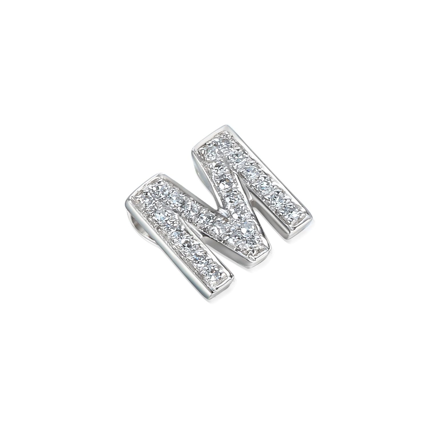 9ct Gold 0.04ct Dia Initial M Pendant, Initial: M, Metal: 9ct White Gold