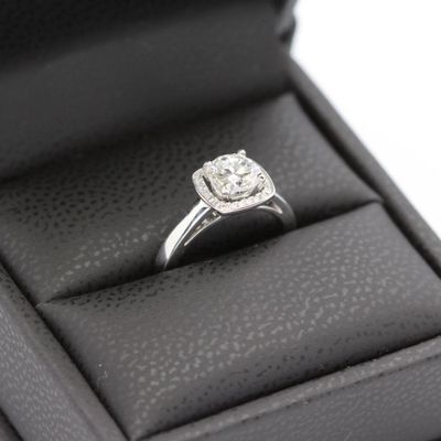 Platinum 0.83ct Diamond Brilliant Cut Solitaire Square Halo Ring