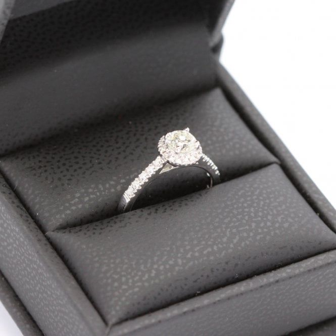 18ct White Gold 0.53ct Diamond Solitaire Ring with Diamond Halo