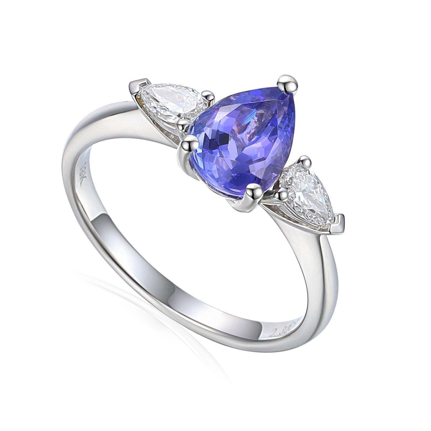 18ct White Gold Pear Shape 1.10ct Tanzanite &amp; 0.30ct Diamond Ring