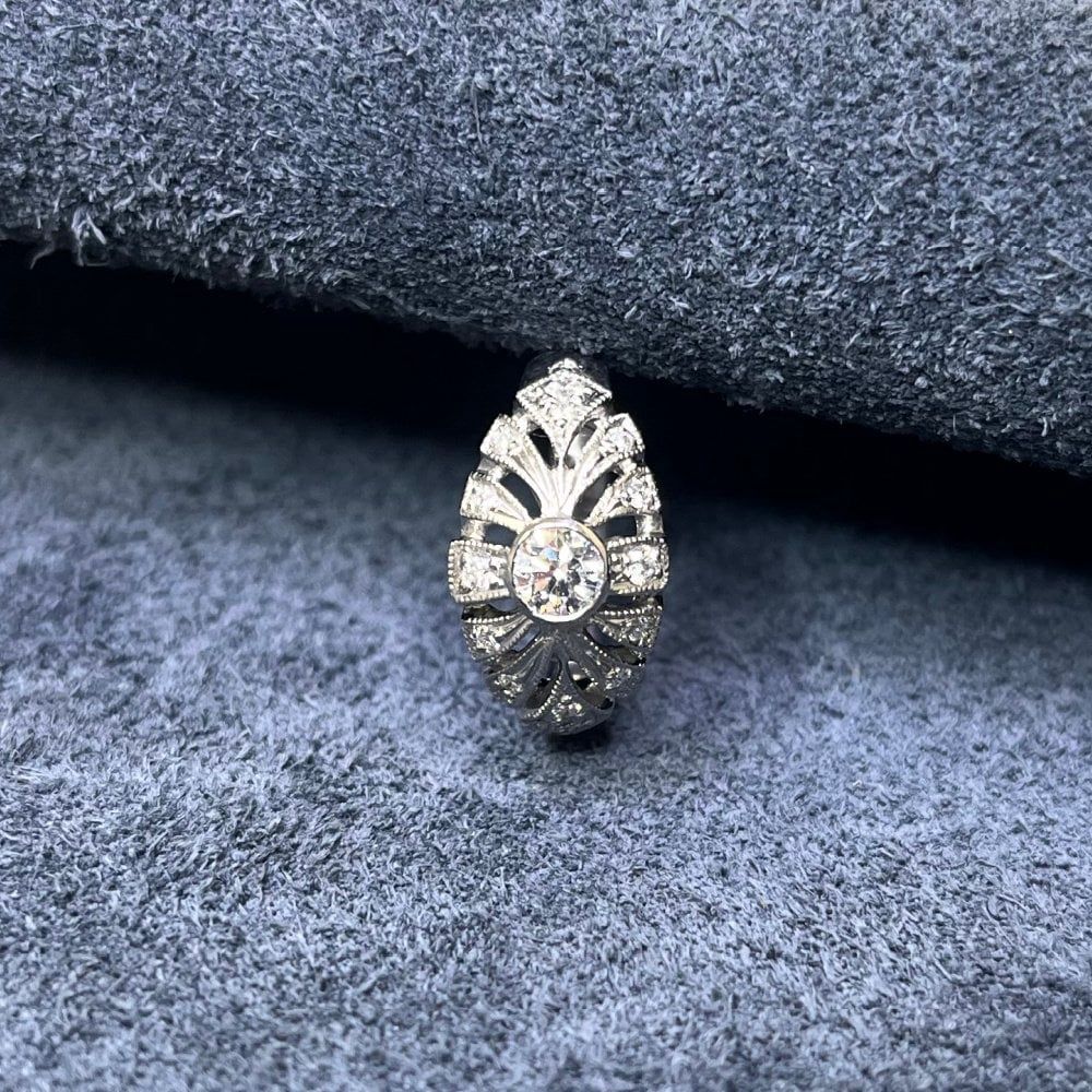 Platinum Vintage 0.55ct Diamond Cluster Ring