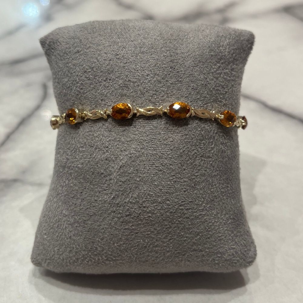 Pre-Owned 14ct Yellow Gold 7.00ct Citrine Bracelet 7”