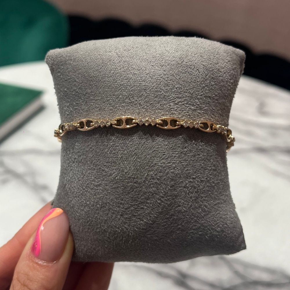 Pre-Owned 14ct Yellow Gold 1.00ct Diamond Bracelet 7 3/4”