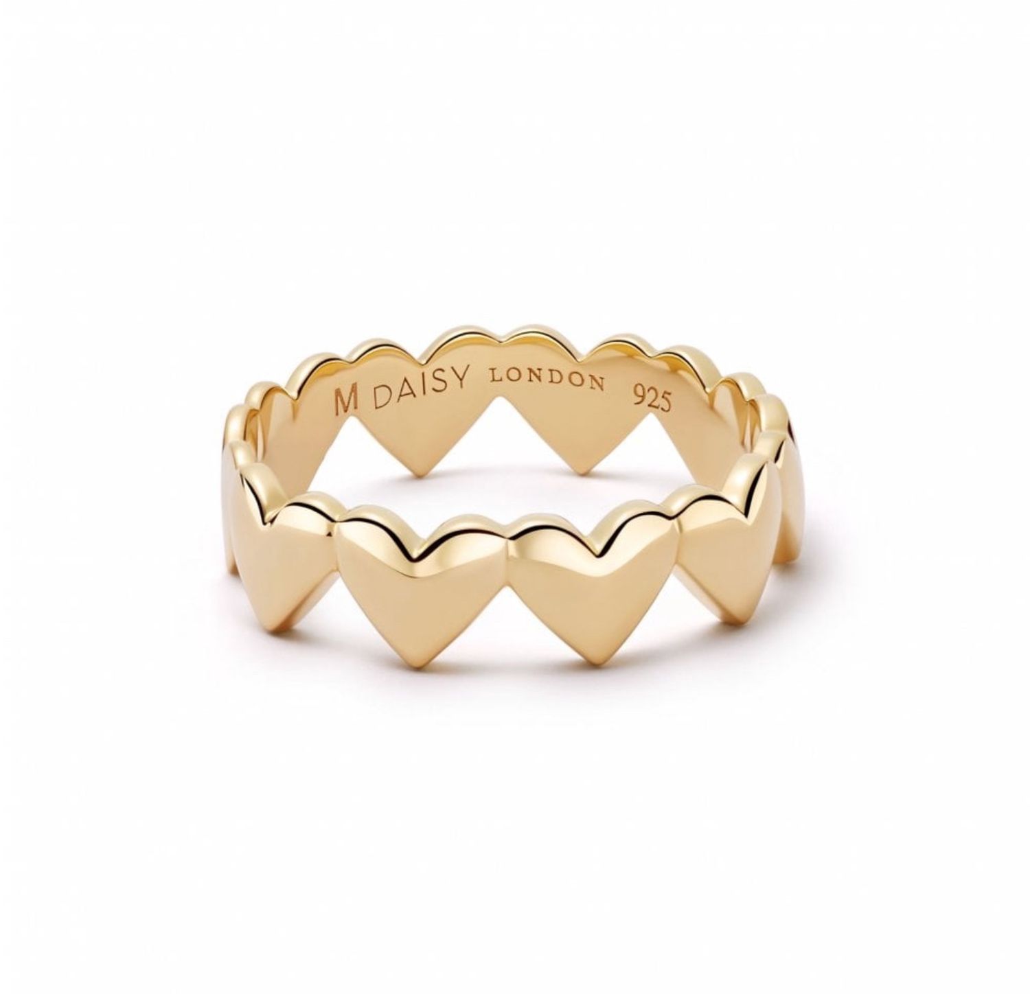 Heart Crown Band Ring, Ring Size: P/56, Metal: Silver with 18ct Gold Plate
