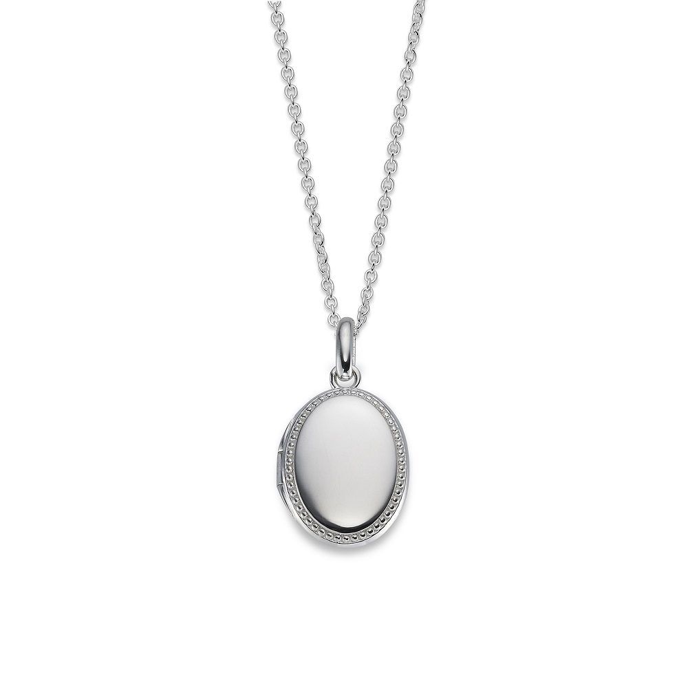 Margot -  Silver Oval Beaded Locket