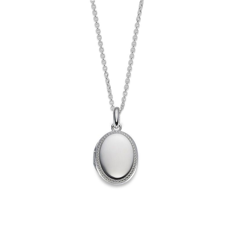 Margot -  Silver Oval Beaded Locket