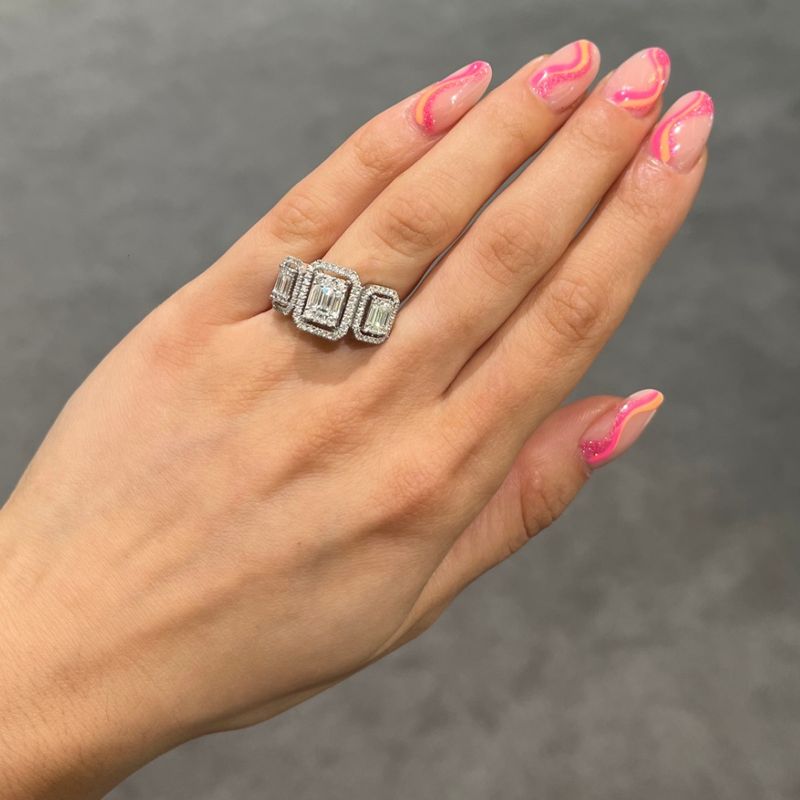 18ct White Gold 1.17ct G SI Cluster Trilogy Ring