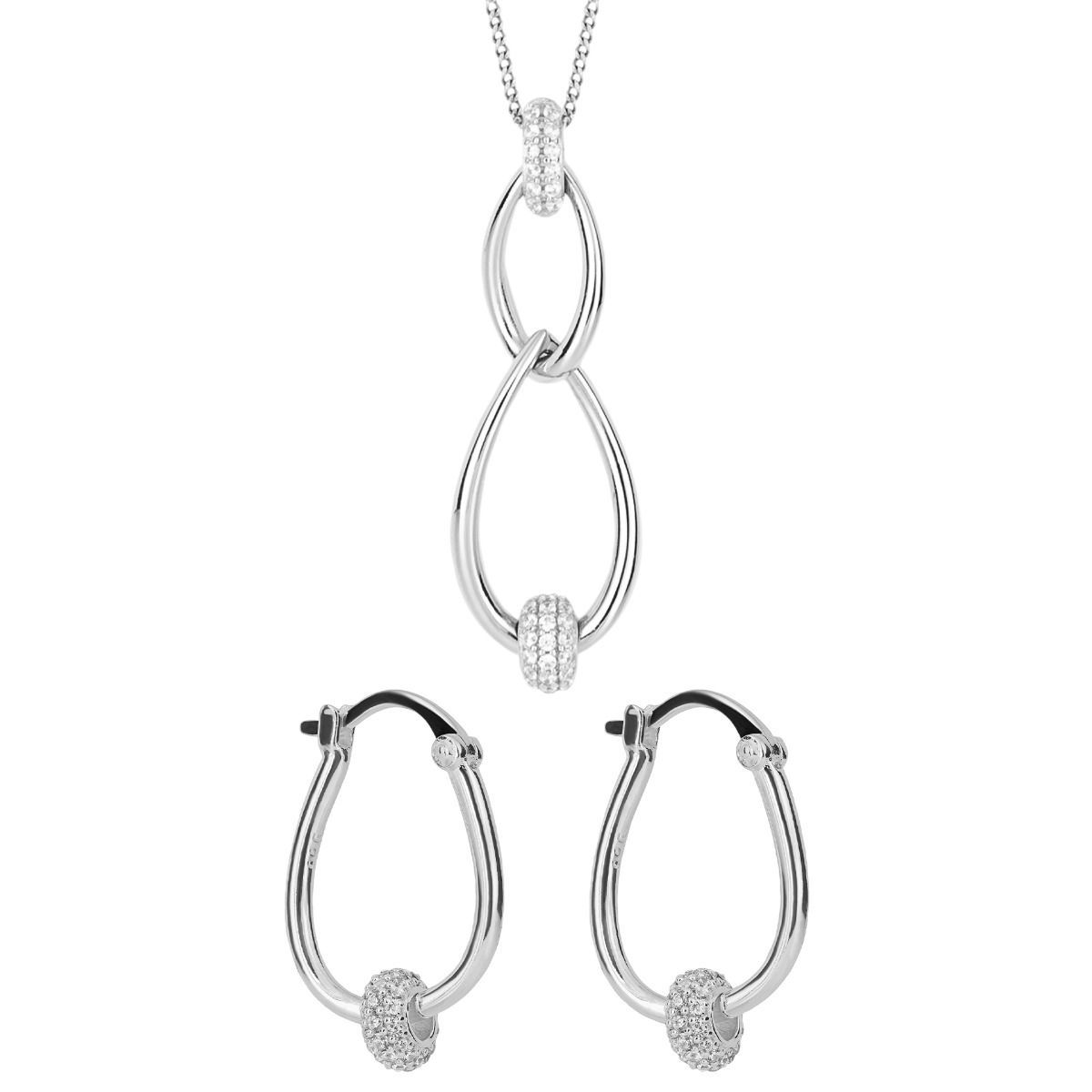 Silver Clear Cubic Zirconia Doughnut Set