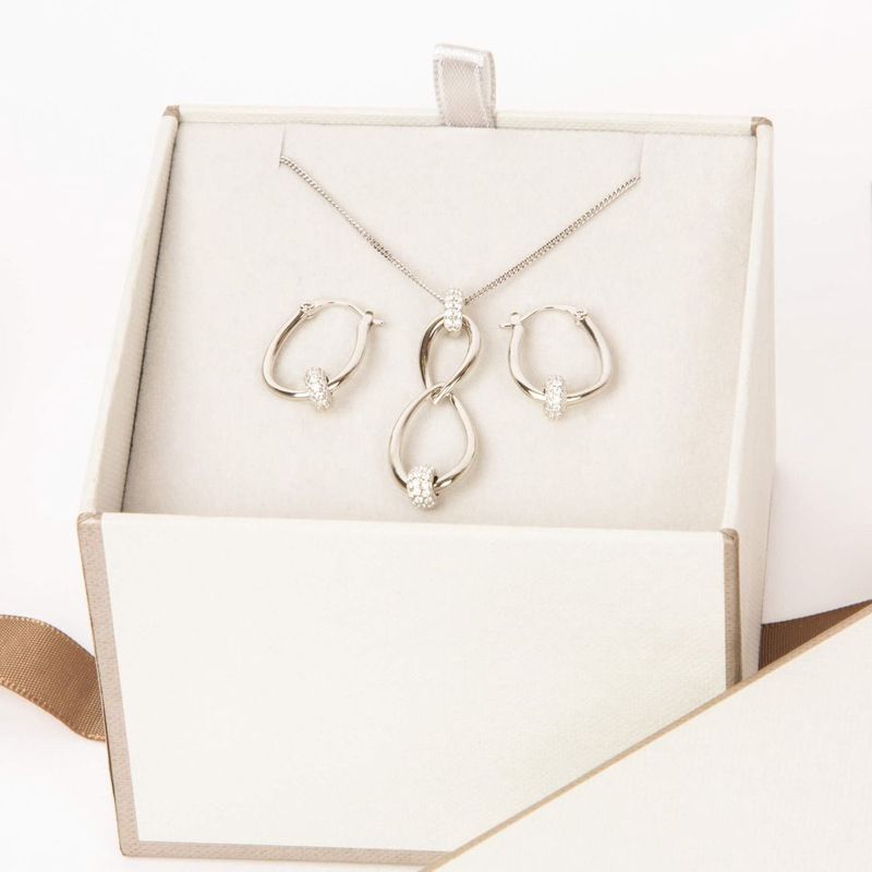 Silver Clear Cubic Zirconia Doughnut Set