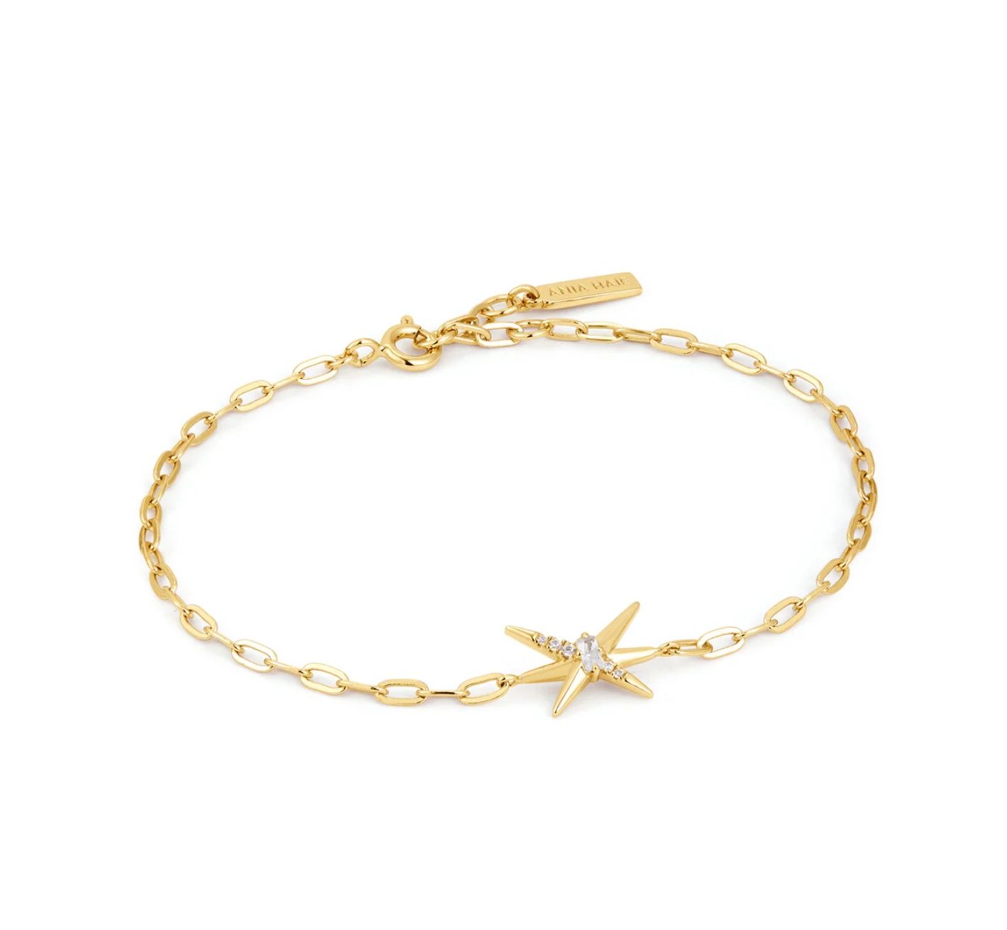 Spike CZ Chain Bracelet, Metal: Silver with 14ct Gold Plating