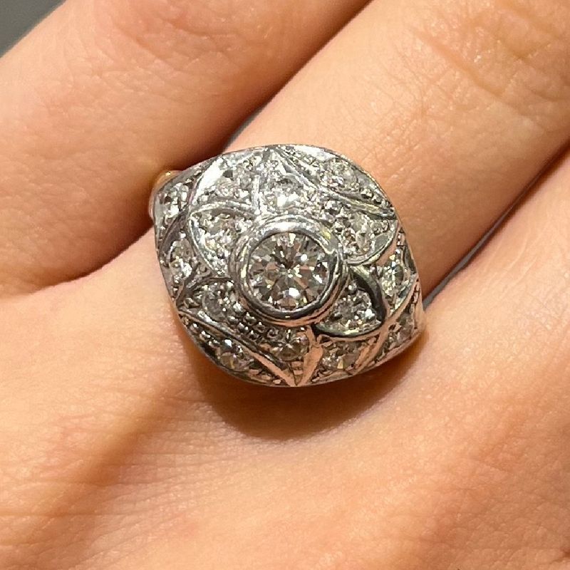 Pre-Owned 18ct Yellow Gold &amp; Silver 1.20ct I SI2 Diamond Cluster Ring
