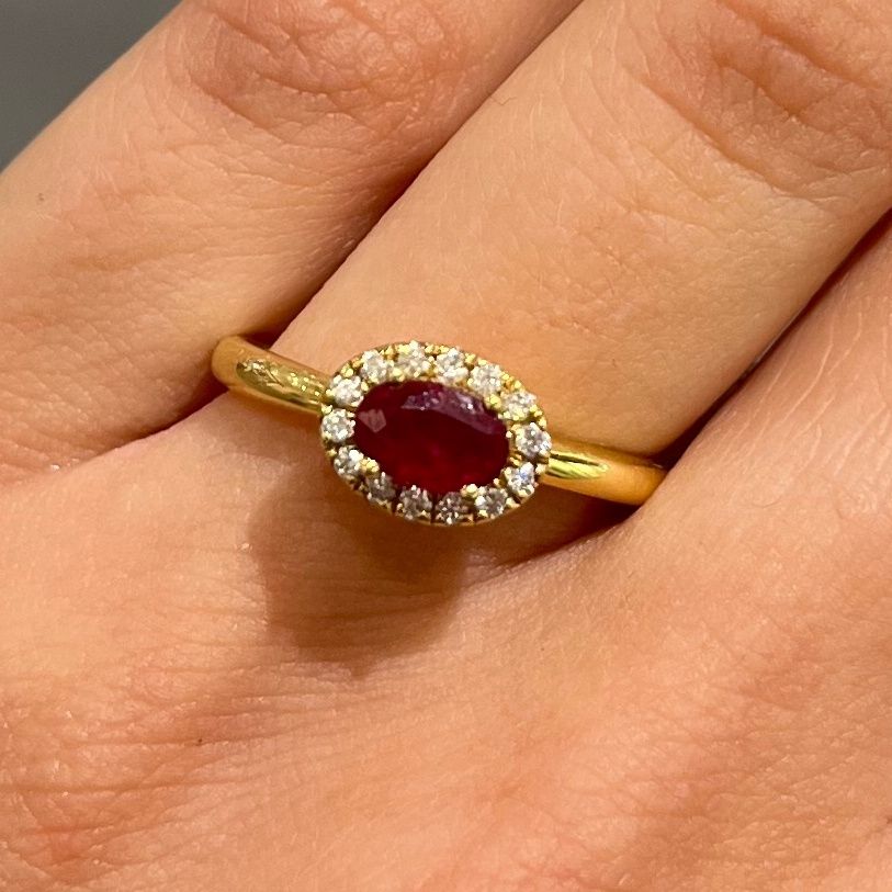 18ct Yellow Gold Ruby &amp; Diamond Ring
