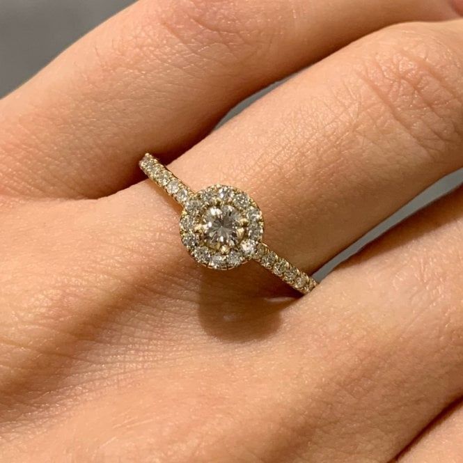 9ct Yellow Gold 0.52ct Diamond Halo Ring