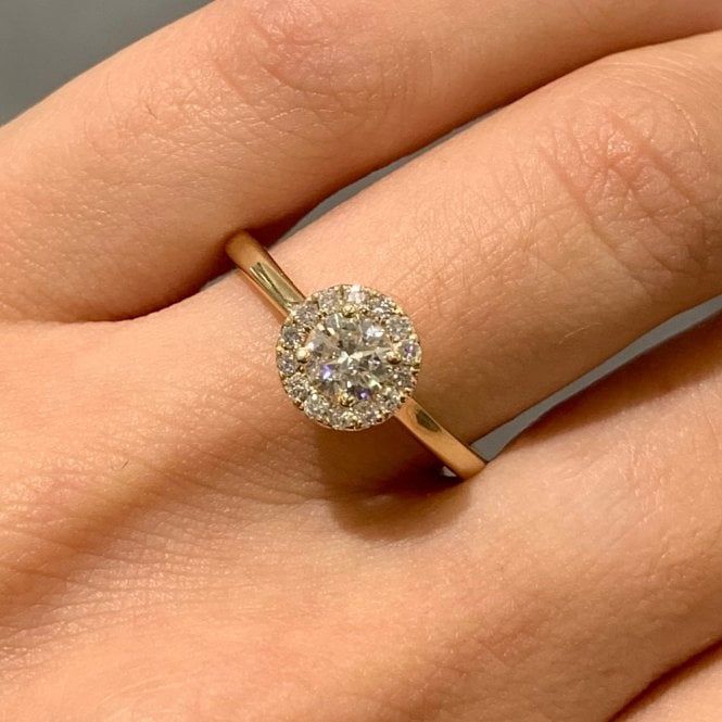 9ct Yellow Gold 0.65ct Diamond Halo Ring