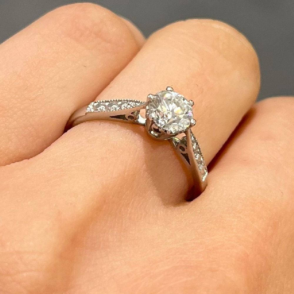 Platinum 0.50ct Diamond Solitaire Ring with Diamond Shoulders