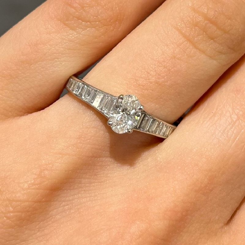 Platinum 0.45ct Oval Cut Diamond Solitaire Ring with Shoulders