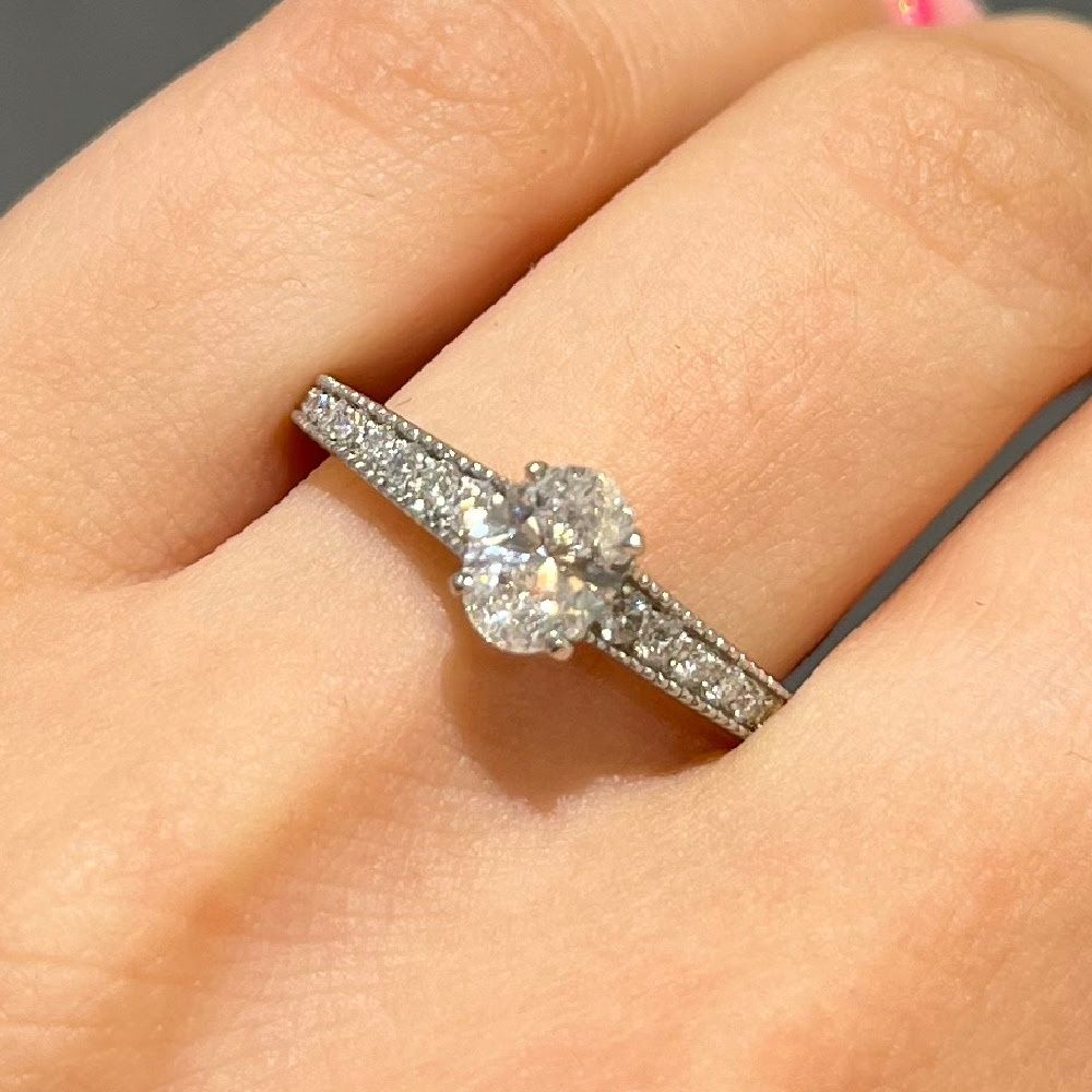 Platinum 0.50ct Oval Cut Diamond Solitaire Ring