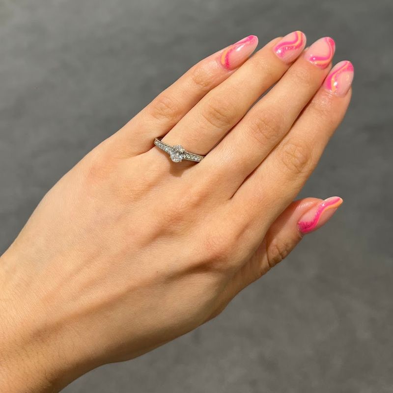 Platinum 0.50ct Oval Cut Diamond Solitaire Ring