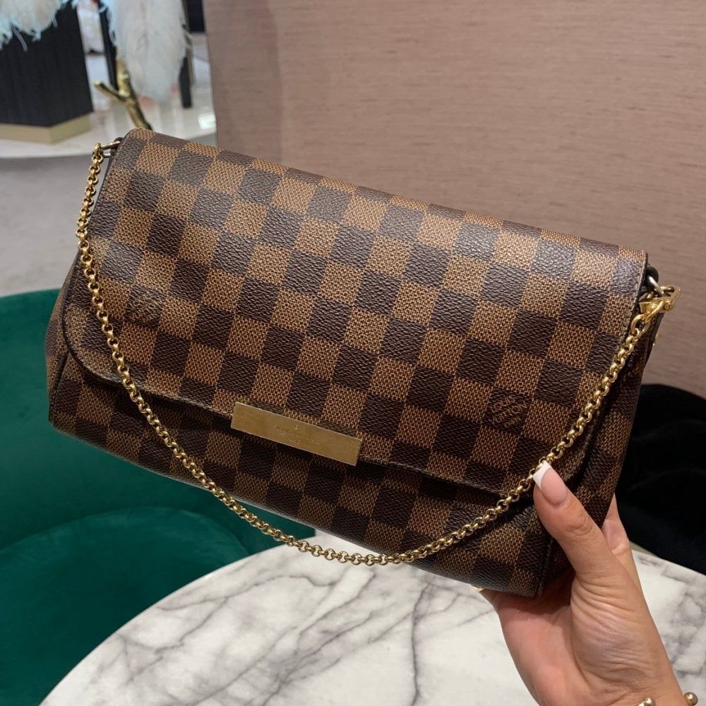 Pre-Owned Louis Vuitton Favourite MM Shoulder Bag in Damier Ebene Canvas