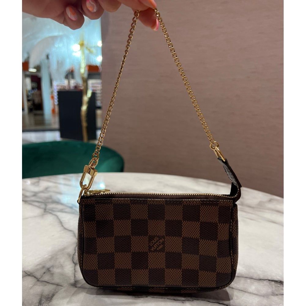 Pre-Owned Louis Vuitton Mini Pochette in Damien Ebene Canvas