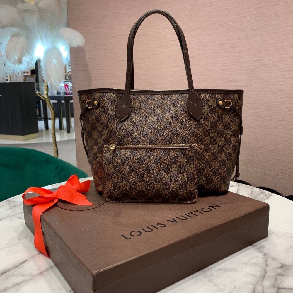 Pre-Owned Louis Vuitton Neverfull PM in Damier Ebene Canvas