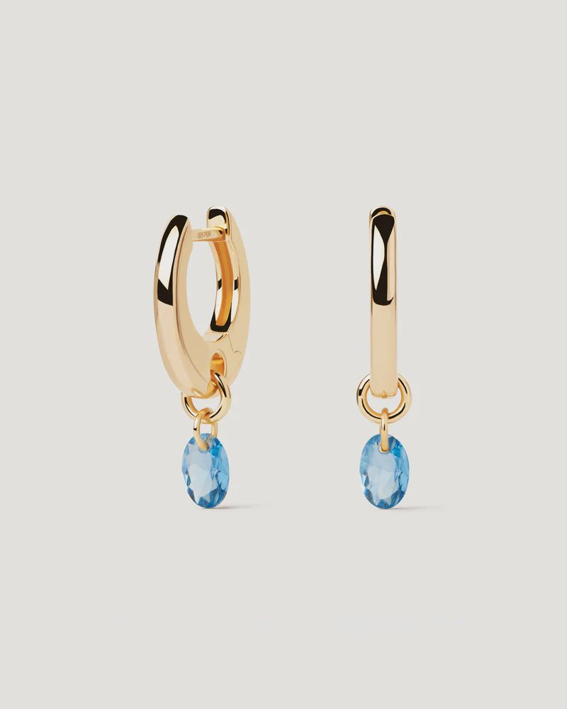 Blue Lily Hoop Earrings