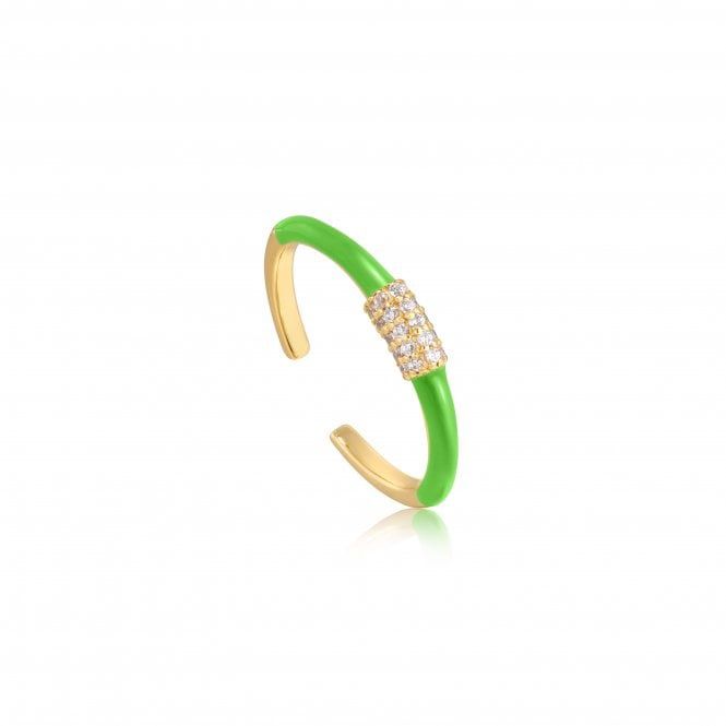 Enamel Carabiner Gold Plated Adjustable Ring