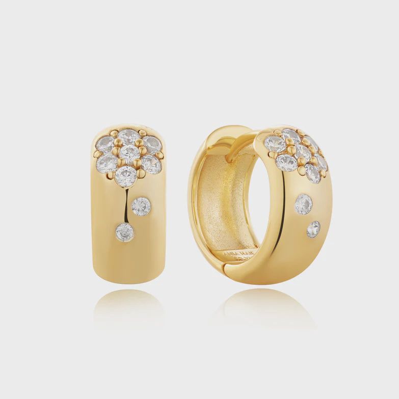 Silver Gold Plated Sparkle Chubby Huggie Hoop Earrings