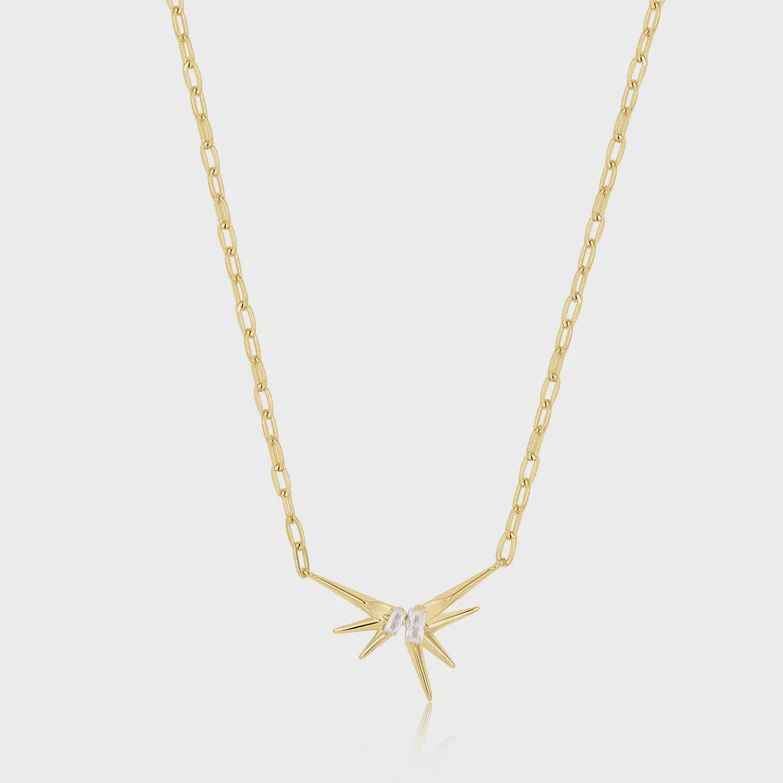 Silver Gold Plated Sparkle Spike Pendant Necklace