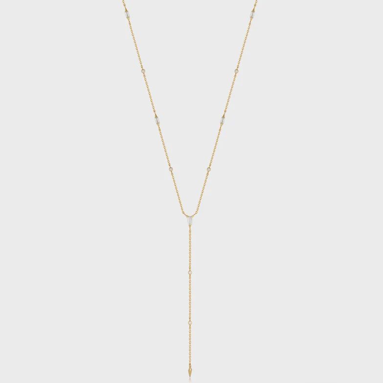 Silver Gold Plated Sparkle Point Y Necklace