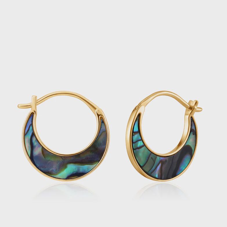 Silver Gold Plated Tidal Abalone Crescent Earrings