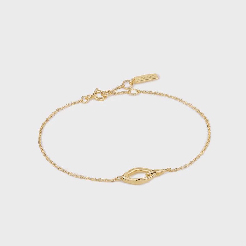 Silver Gold Plated Wave Link Bracelet