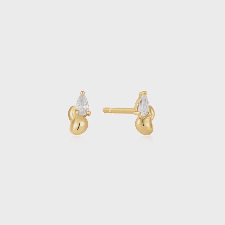 Silver Gold Plated Twisted Wave Stud Earrings