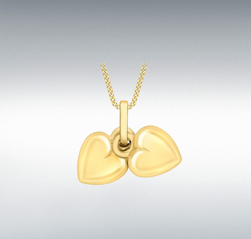 9ct Yellow Gold Double Heart Pendant