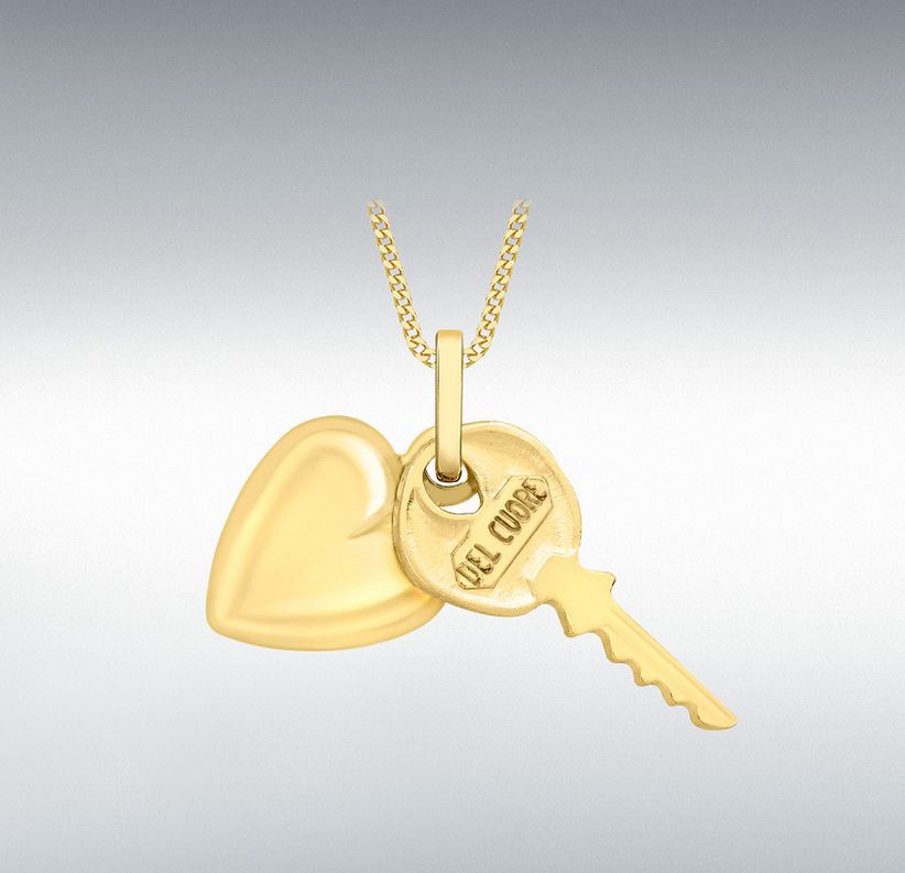9ct Yellow Gold Key and Heart Pendant