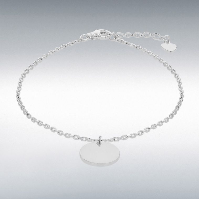 Silver Disc Charm Belcher Chain 8.5&quot; Bracelet