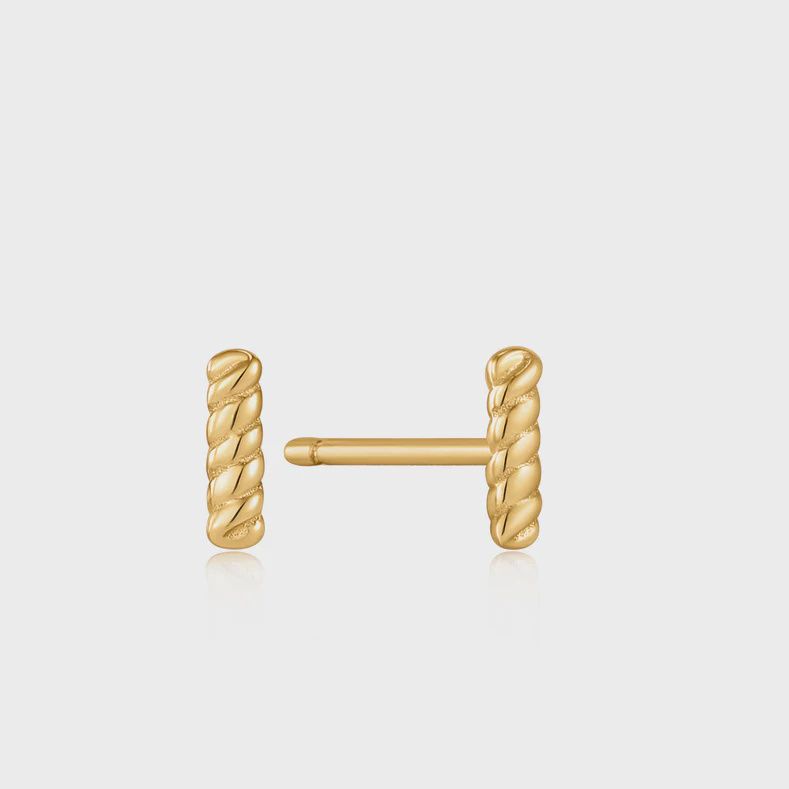 Silver Gold Plated Rope Bar Stud Earrings
