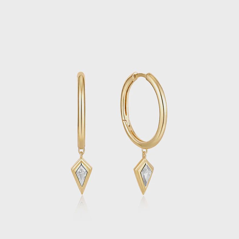 Silver Gold Plated Sparkle Drop Pendant Hoop Earrings